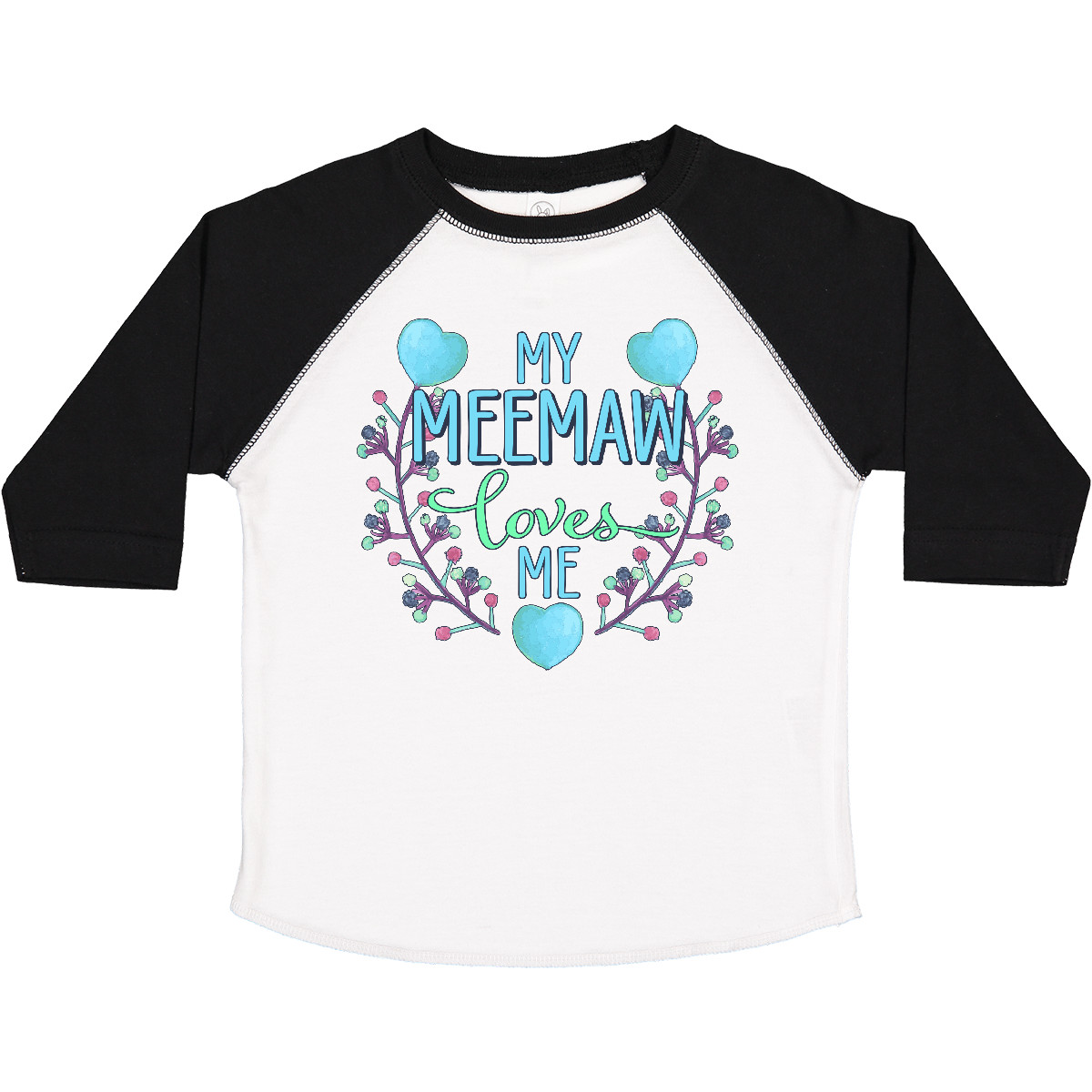 Inktastic My Meemaw Loves Me With Flowers And Hearts Kleinkind T-Shirt Familie Neu - Bild 3 von 9