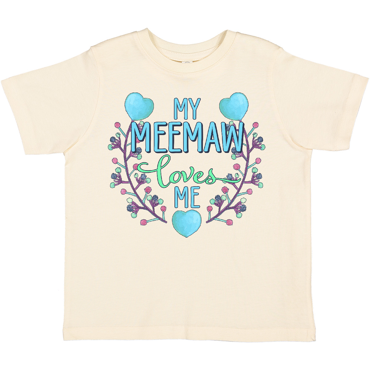 Inktastic My Meemaw Loves Me With Flowers And Hearts Kleinkind T-Shirt Familie Neu - Bild 7 von 9