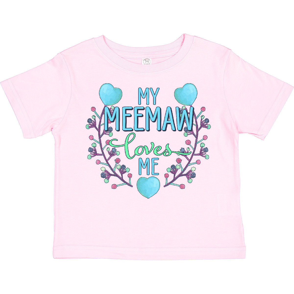 Inktastic My Meemaw Loves Me With Flowers And Hearts Kleinkind T-Shirt Familie Neu - Bild 8 von 9