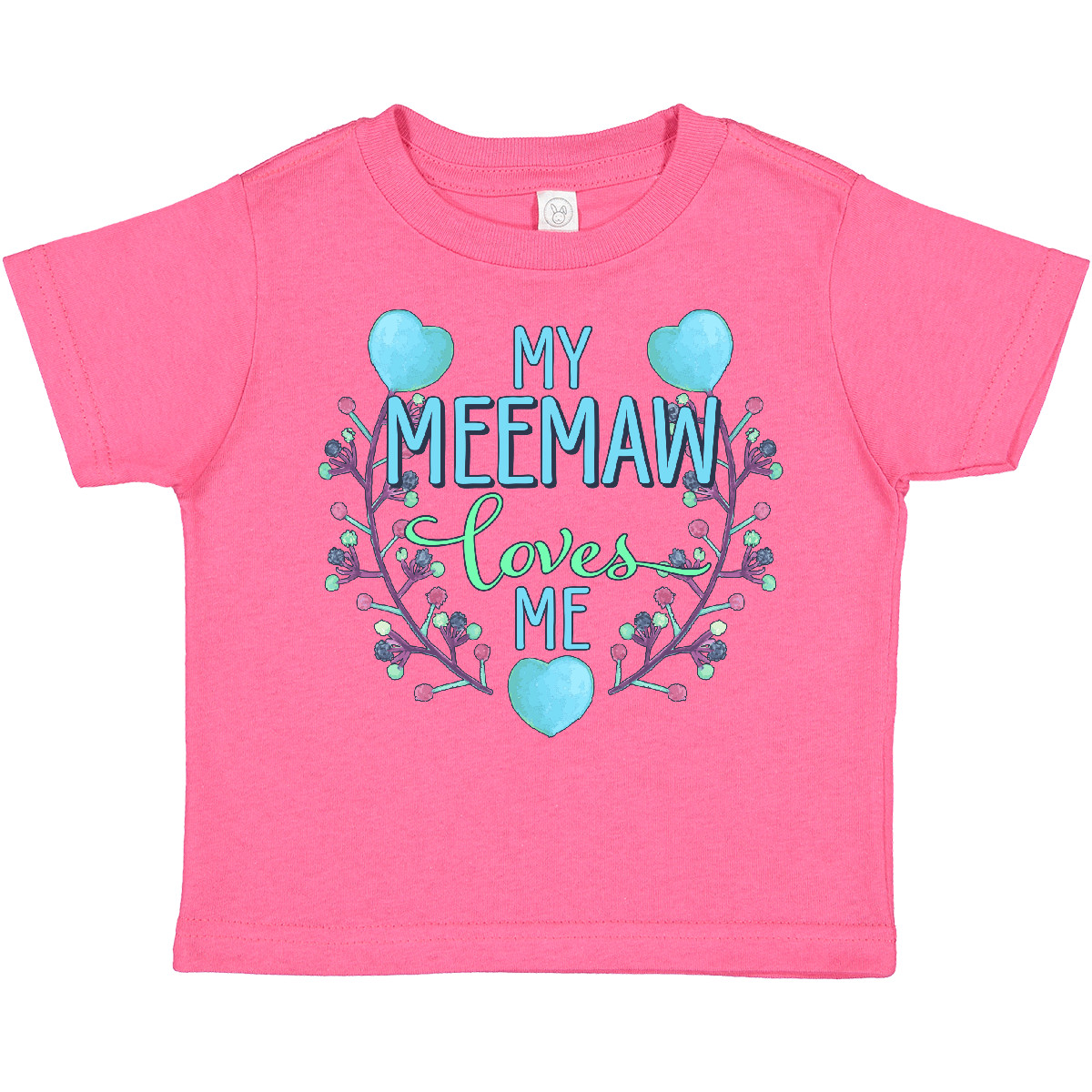 Inktastic My Meemaw Loves Me With Flowers And Hearts Kleinkind T-Shirt Familie Neu - Bild 6 von 9