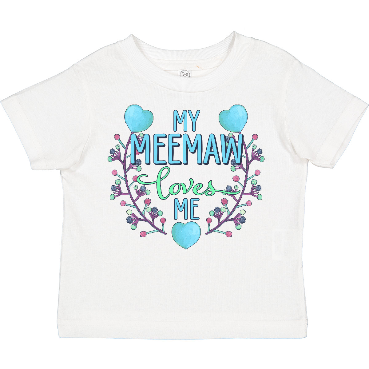 Inktastic My Meemaw Loves Me With Flowers And Hearts Kleinkind T-Shirt Familie Neu - Bild 9 von 9