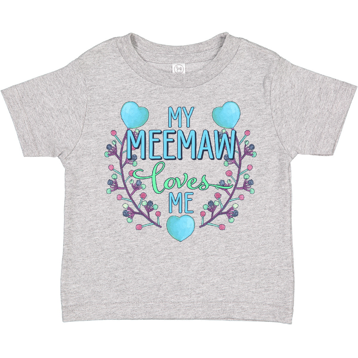 Inktastic My Meemaw Loves Me With Flowers And Hearts Kleinkind T-Shirt Familie Neu - Bild 4 von 9