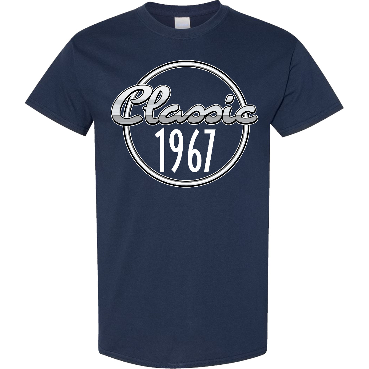 Inktastic Classic 1967 Birth Year T-Shirt Birthdays Classics Style Logo Chrome