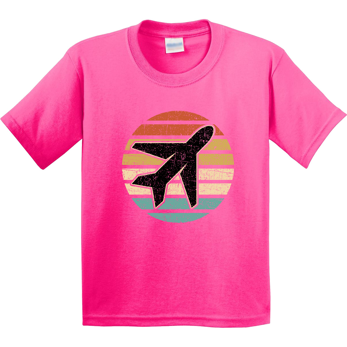 Inktastic Airplane Pilot Vintage Sunset Youth T-Shirt Plane Travel Vacation Trip - Picture 6 of 10