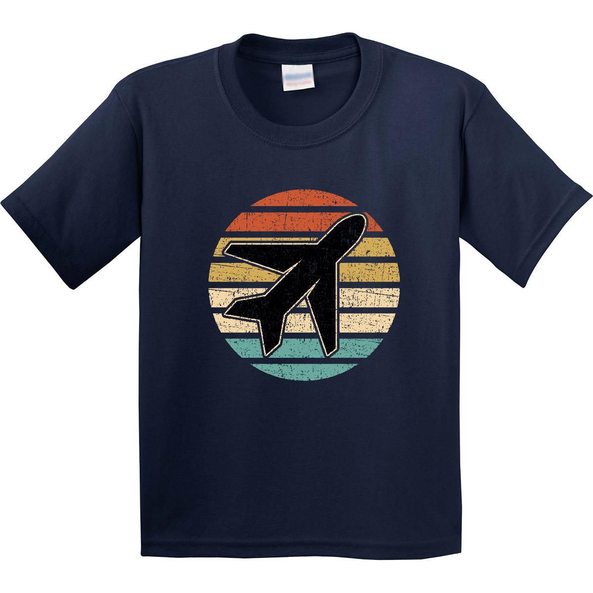 Inktastic Airplane Pilot Vintage Sunset Youth T-Shirt Plane Travel Vacation Trip - Picture 5 of 10