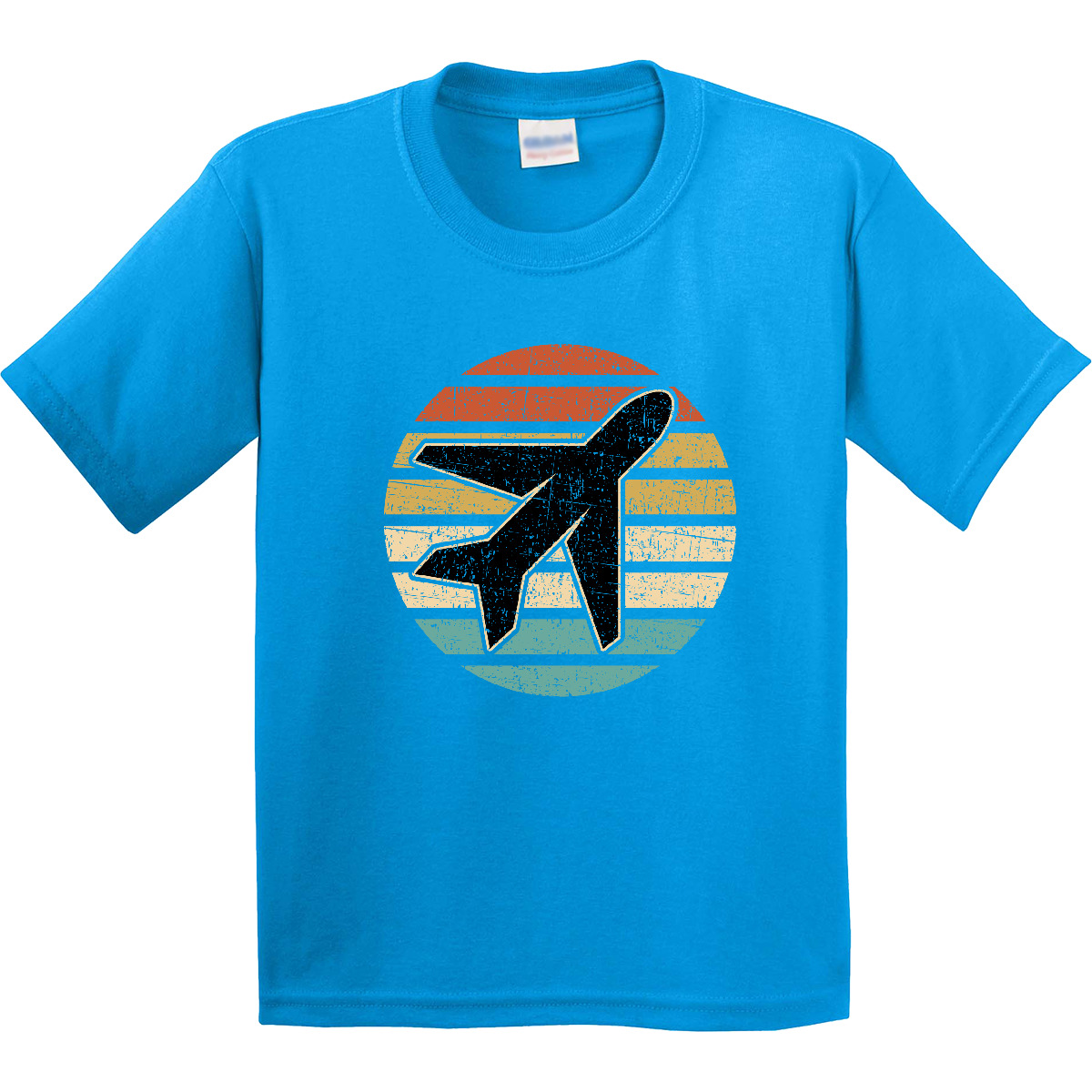 Inktastic Airplane Pilot Vintage Sunset Youth T-Shirt Plane Travel Vacation Trip - Picture 7 of 10