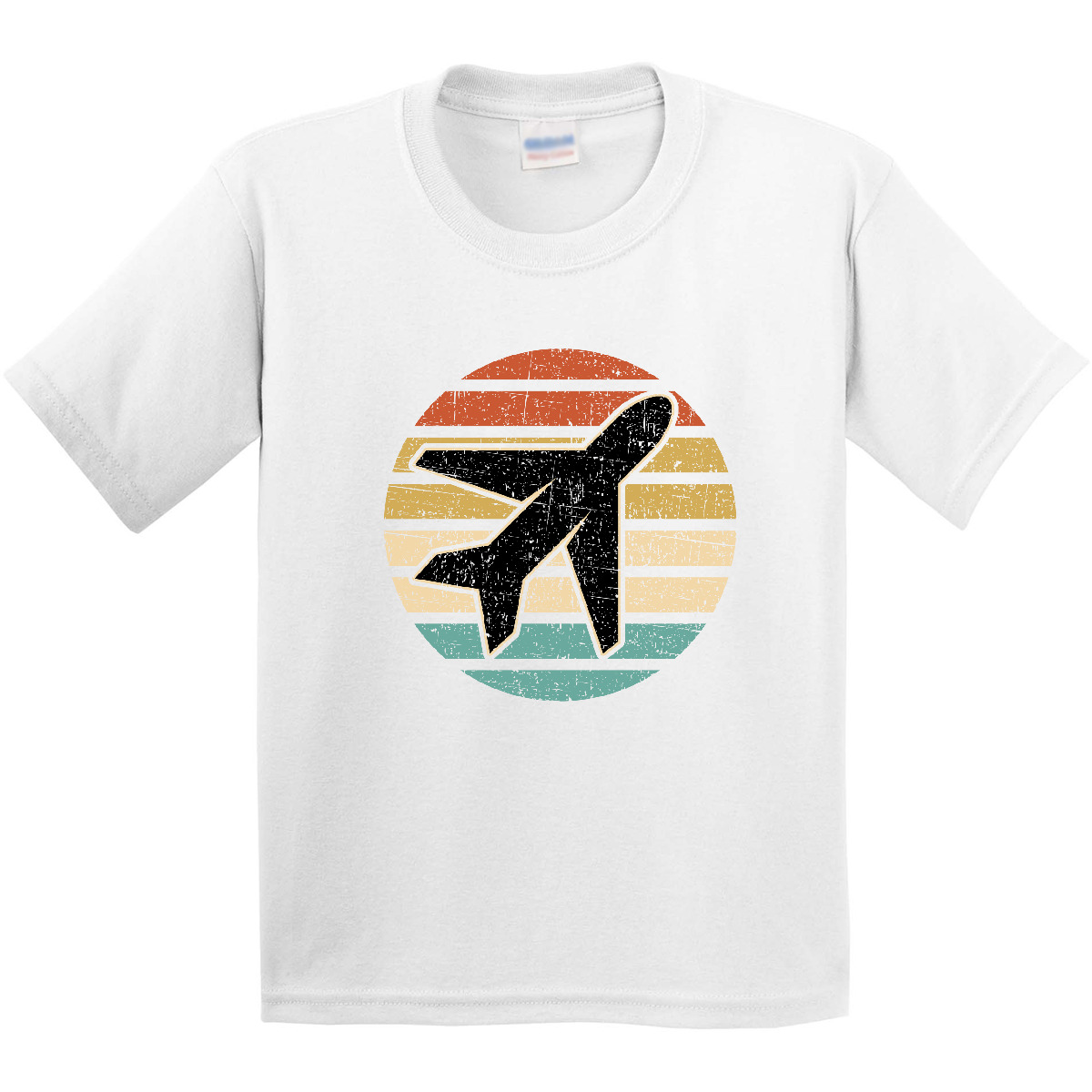 Inktastic Airplane Pilot Vintage Sunset Youth T-Shirt Plane Travel Vacation Trip - Picture 10 of 10