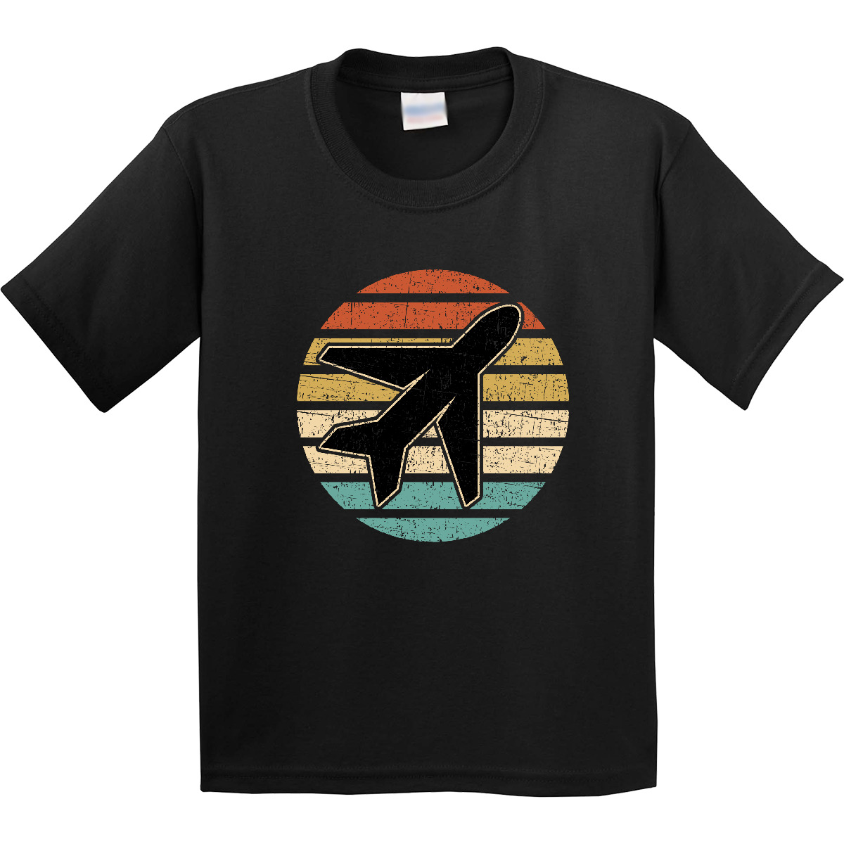 Inktastic Airplane Pilot Vintage Sunset Youth T-Shirt Plane Travel Vacation Trip - Picture 3 of 10