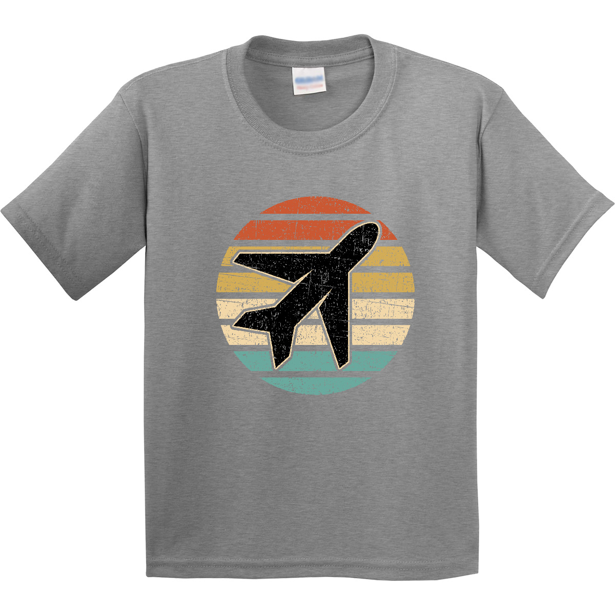 Inktastic Airplane Pilot Vintage Sunset Youth T-Shirt Plane Travel Vacation Trip - Picture 4 of 10