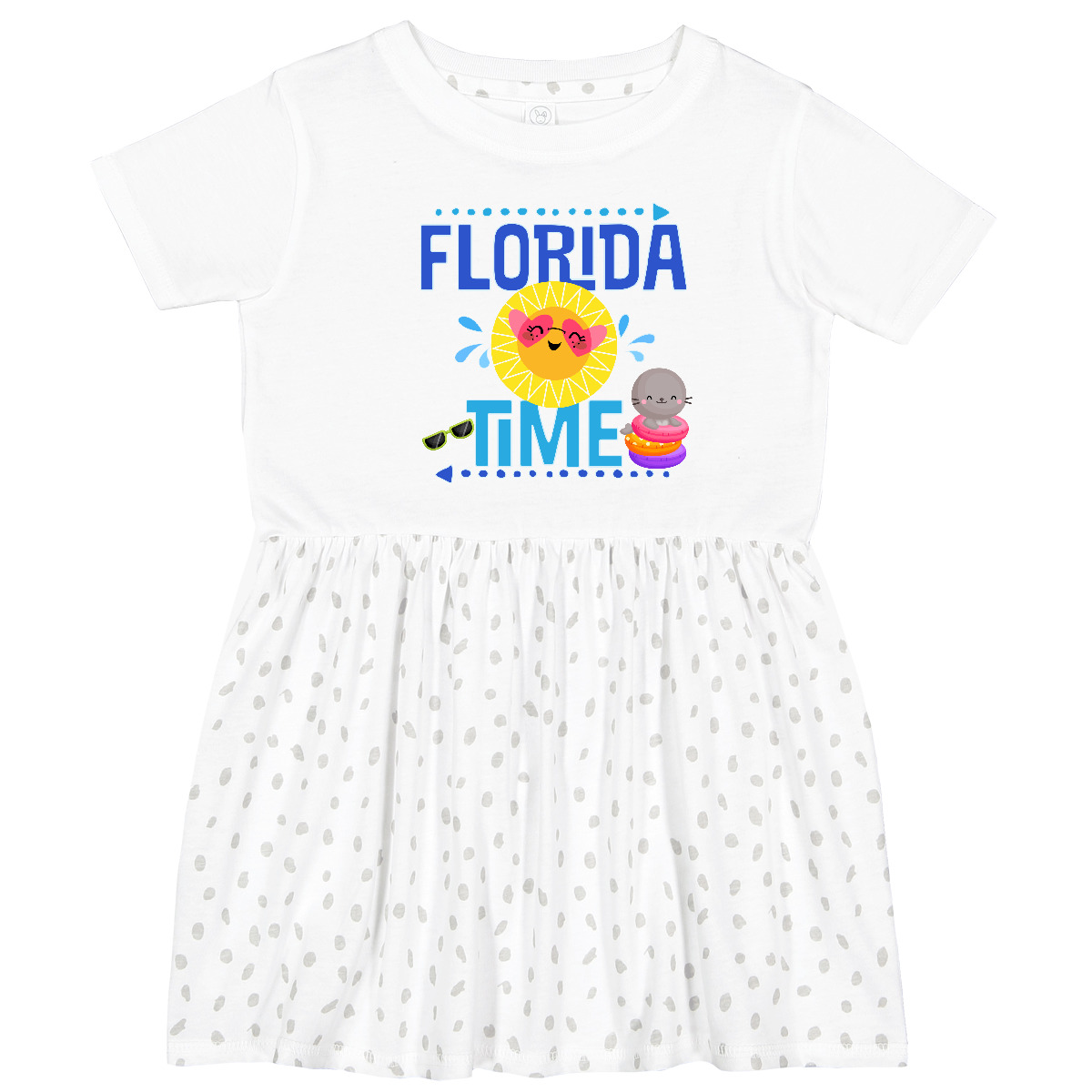 Vestido de vacaciones de verano Inktastic Florida Time para niños pequeños ropa de verano de viaje - Imagen 7 de 8