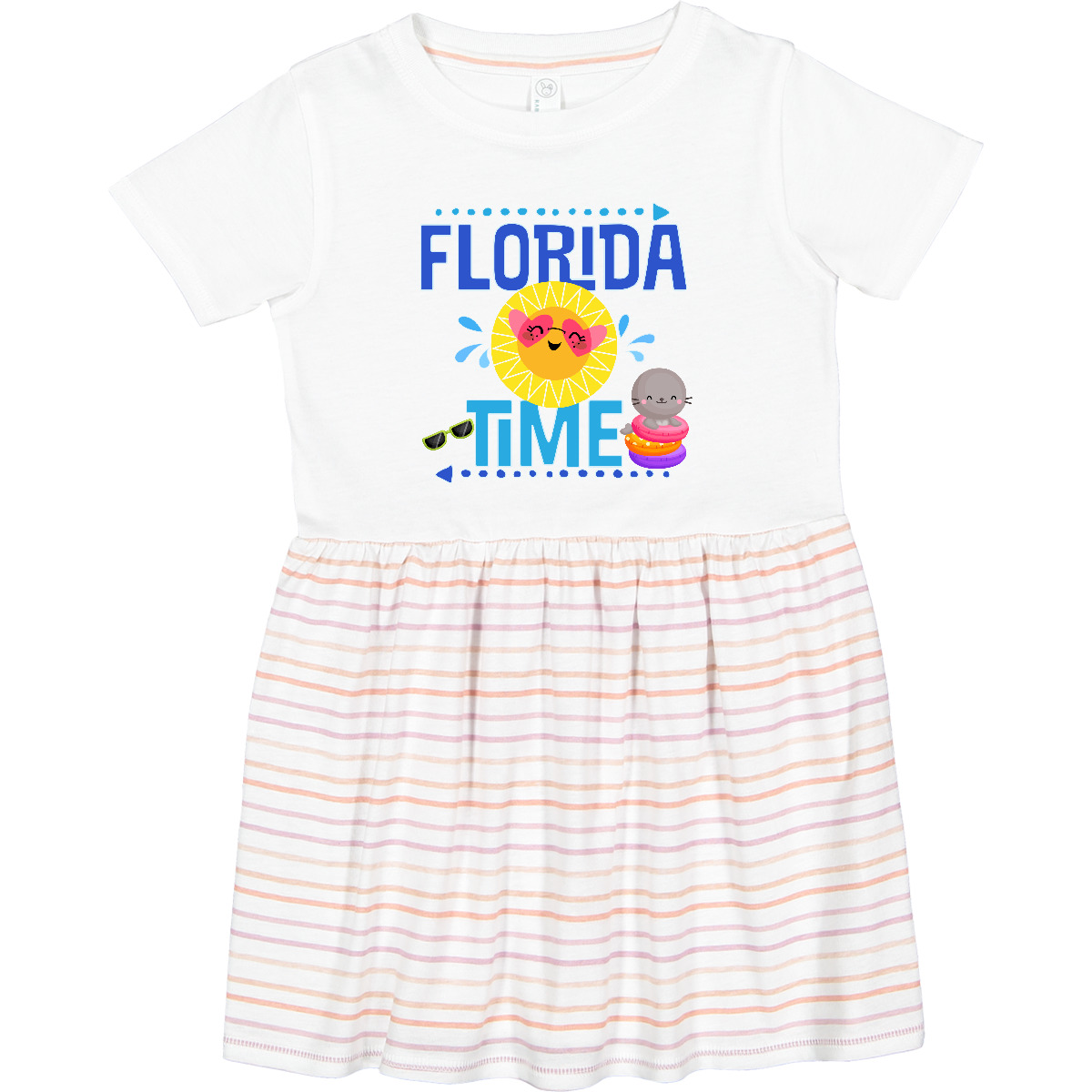 Vestido de vacaciones de verano Inktastic Florida Time para niños pequeños ropa de verano de viaje - Imagen 8 de 8