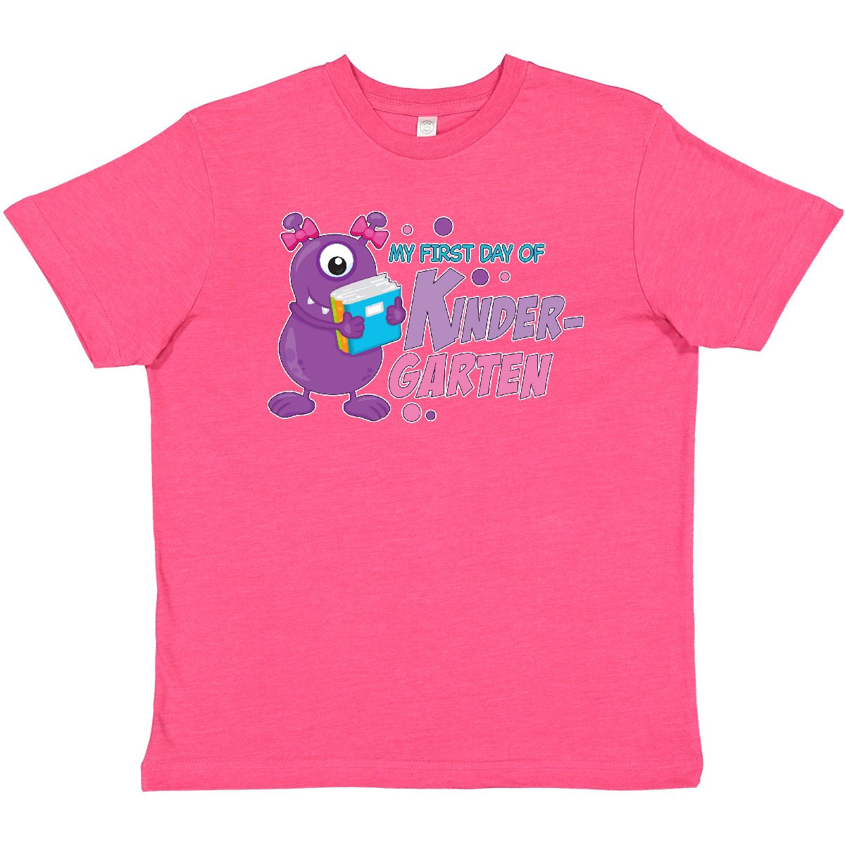 Inktastic My 1st Day Of Kindergarten With Cute Purple Monster Youth T-Shirt Back - Picture 8 of 10