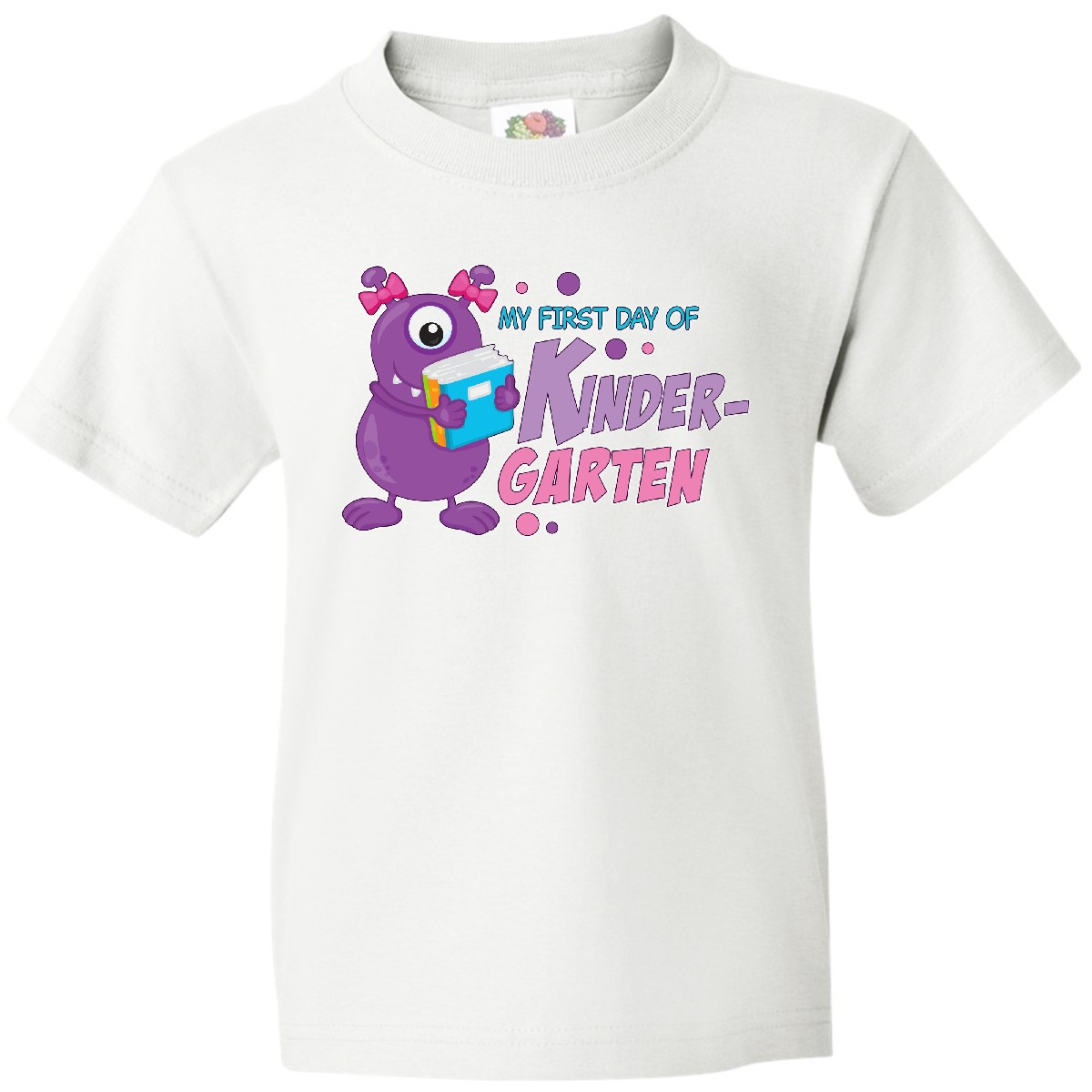 Inktastic My 1st Day Of Kindergarten With Cute Purple Monster Youth T-Shirt Back - Picture 10 of 10
