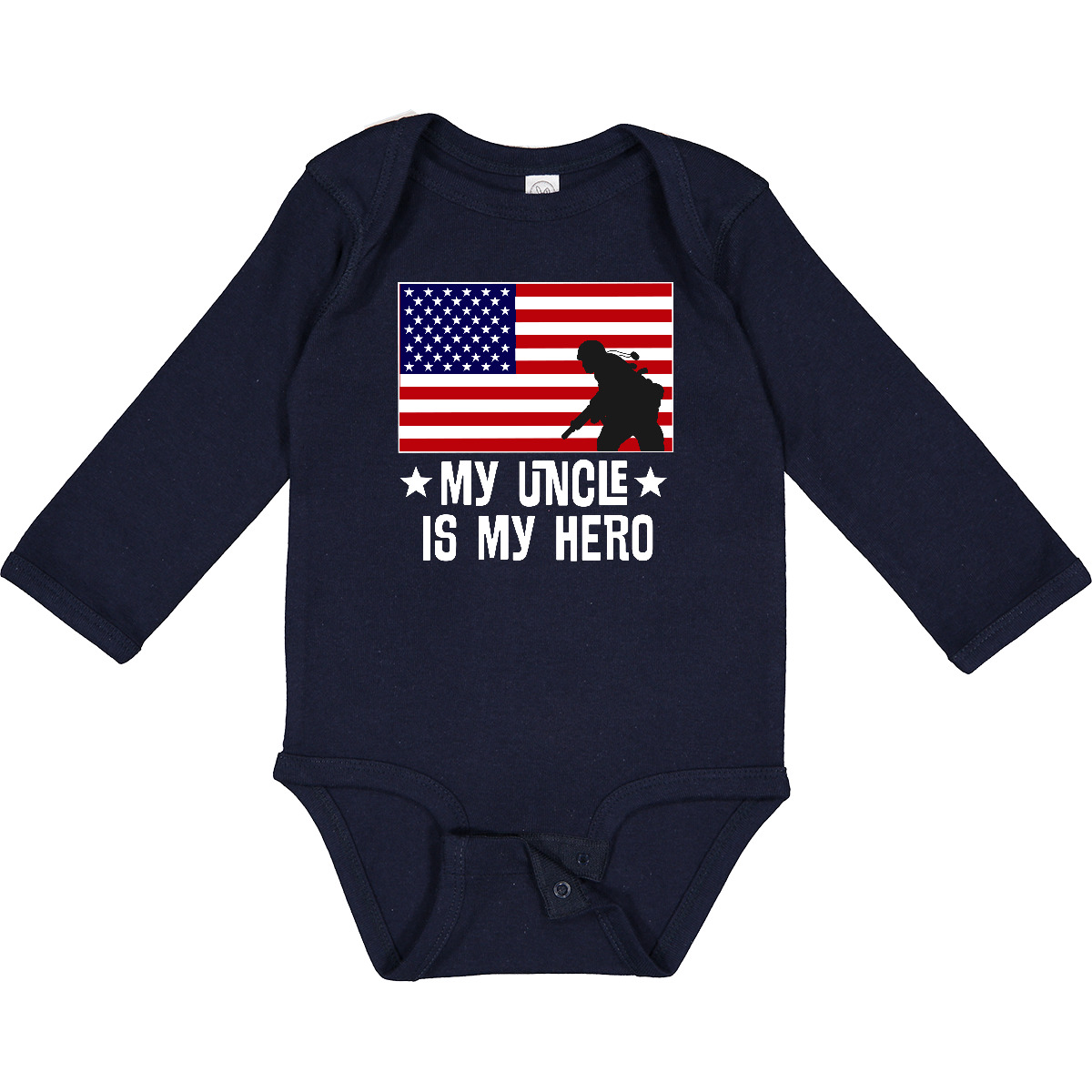 Inktastic Military Uncle Is My Hero US Flag Long Sleeve Creeper Deployed Veteran - Picture 7 of 8