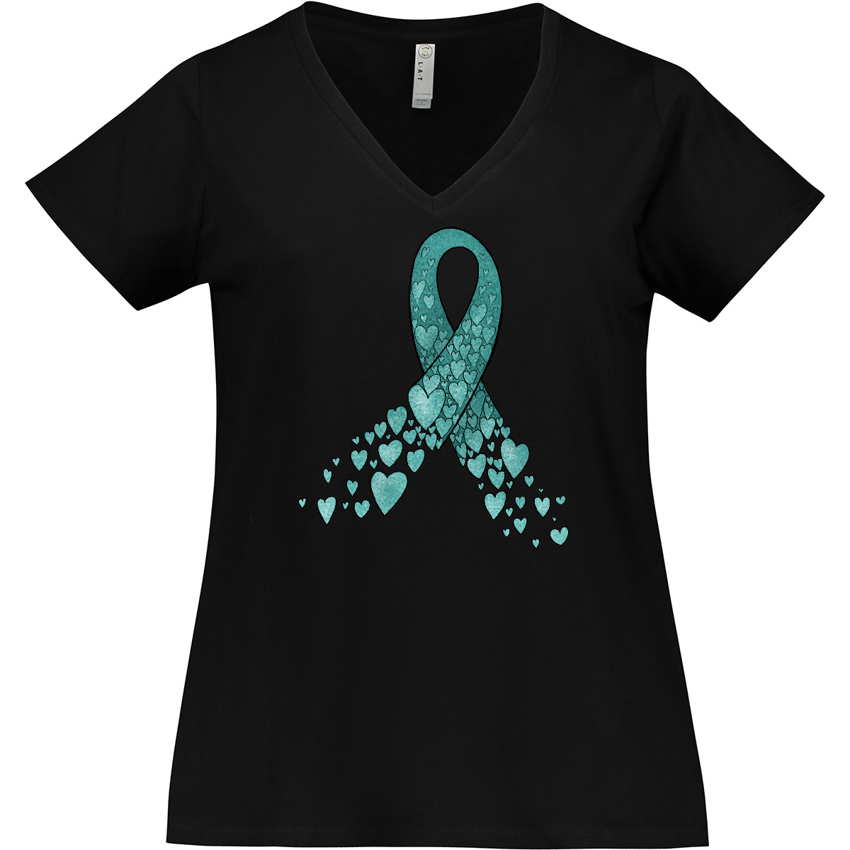 Inktastic Ovarian Cancer Awareness Teal Ribbon Made Of Women's Plus Size V-Neck - Bild 2 von 3