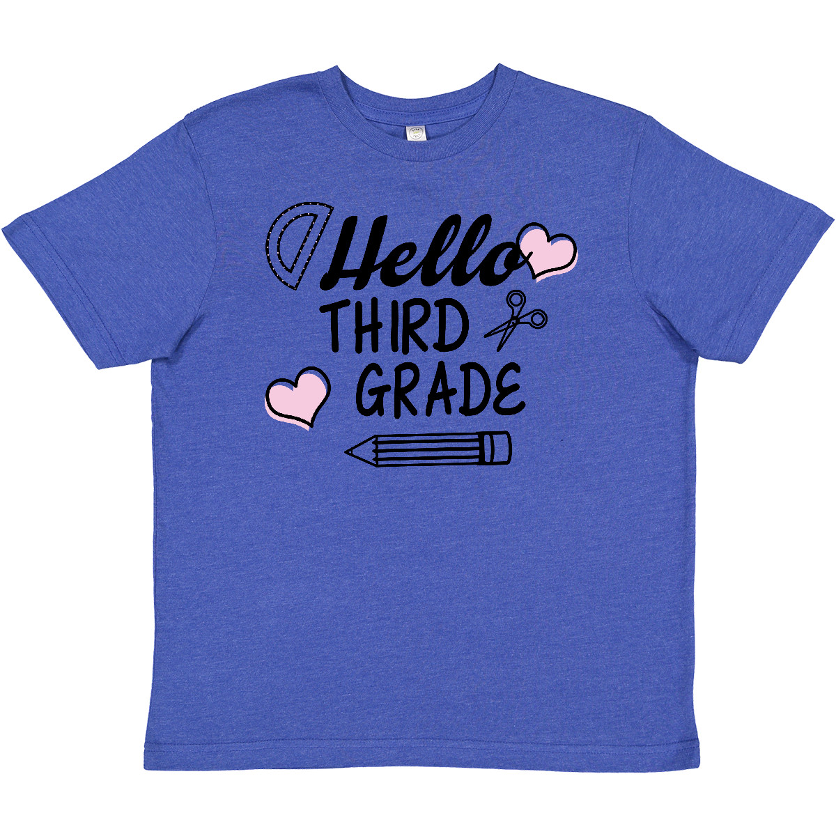 Inktastic Hello 3rd Grade With Hearts And School Supplies Youth T-Shirt Back Kid - Picture 9 of 10
