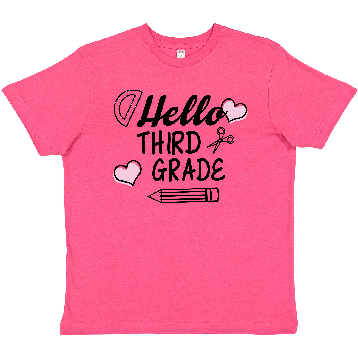 Inktastic Hello 3rd Grade With Hearts And School Supplies Youth T-Shirt Back Kid - Picture 8 of 10