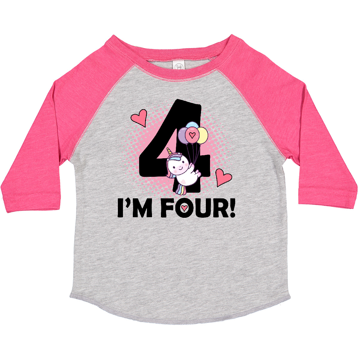 Inktastic 4th Birthday Unicorn 4 Year Old Girl Toddler T-Shirt Im Four Balloon - Picture 3 of 8