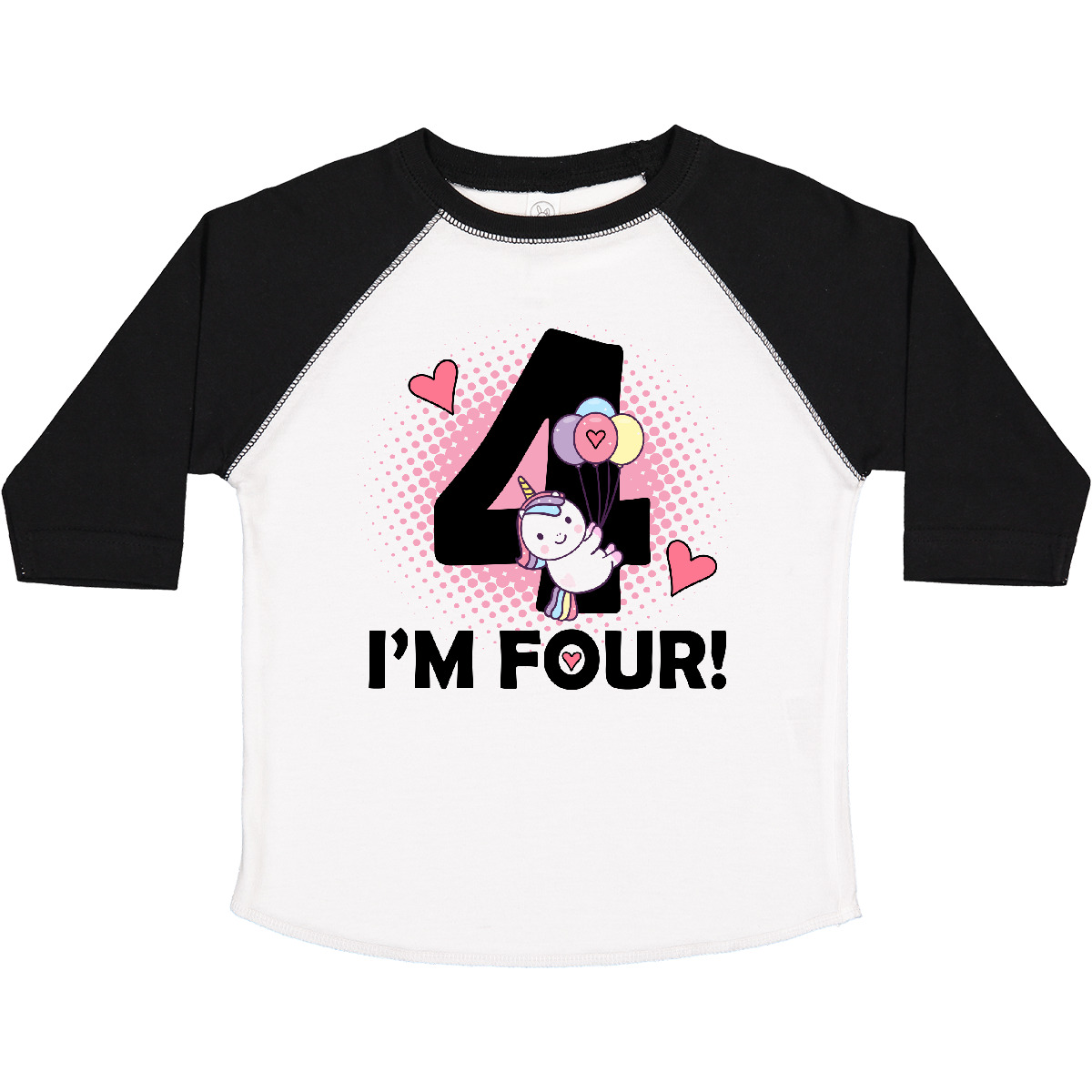 Inktastic 4th Birthday Unicorn 4 Year Old Girl Toddler T-Shirt Im Four Balloon - Picture 8 of 8