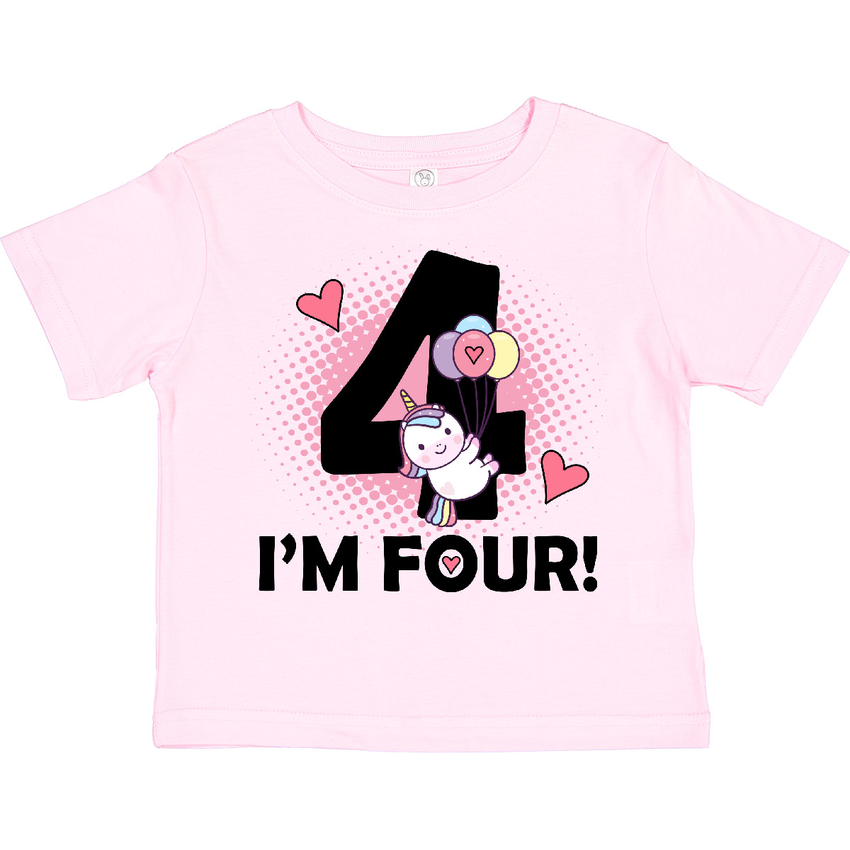 Inktastic 4th Birthday Unicorn 4 Year Old Girl Toddler T-Shirt Im Four Balloon - Picture 6 of 8