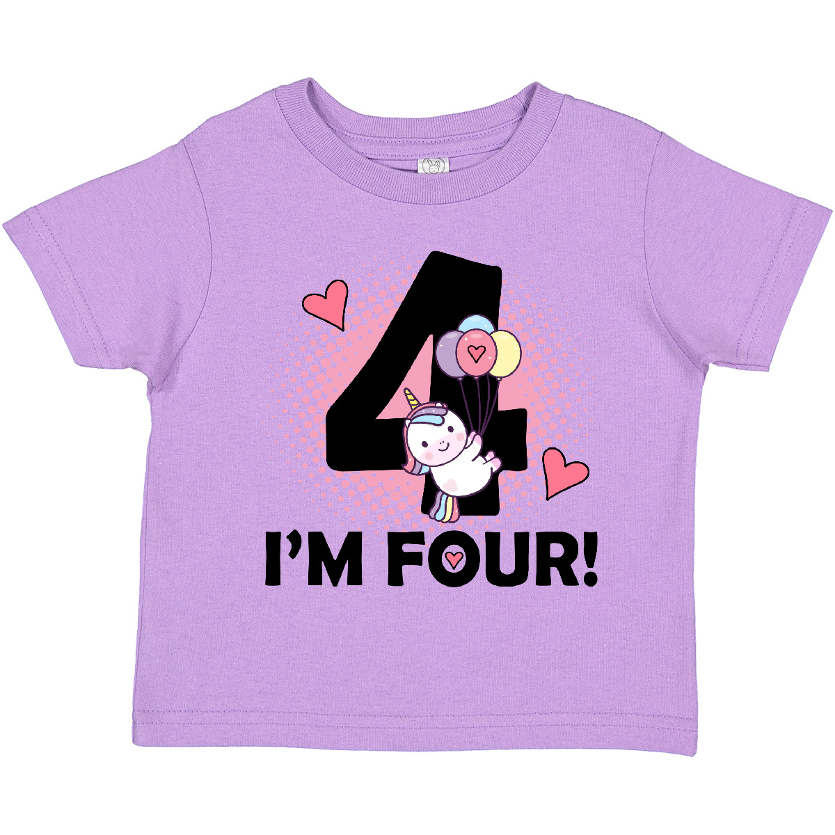 Inktastic 4th Birthday Unicorn 4 Year Old Girl Toddler T-Shirt Im Four Balloon - Picture 5 of 8