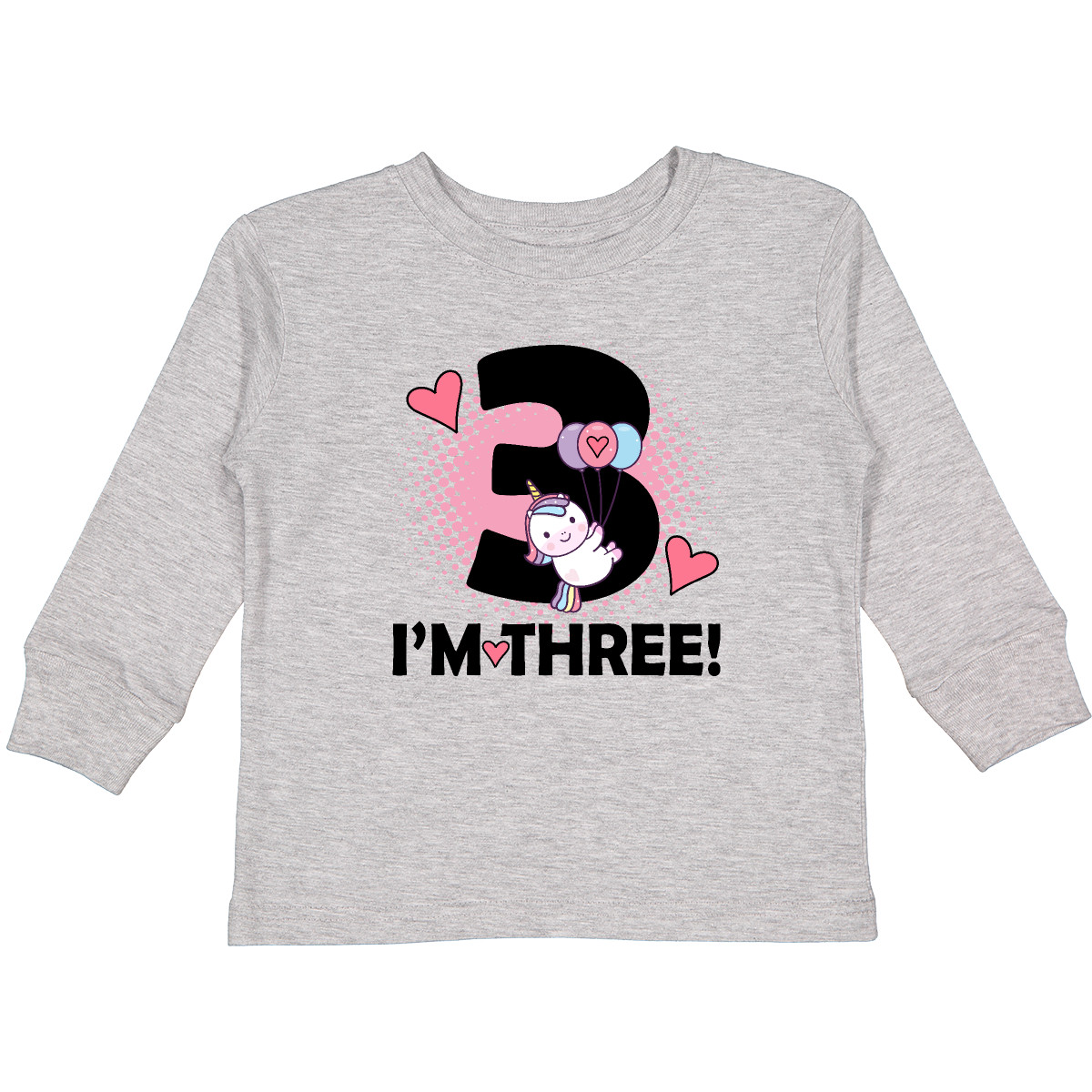 Inktastic 3rd Birthday 3 Year Old Girl Unicorn Toddler Long Sleeve T-Shirt Three - Picture 4 of 9