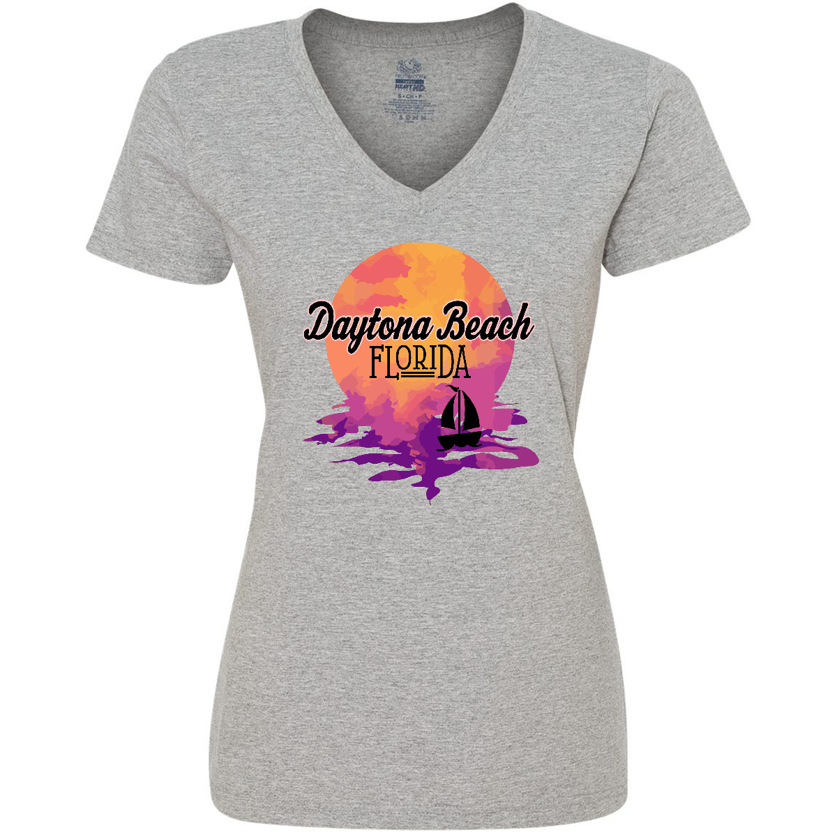 Inktastic Daytona Beach Florida Sunset Women's V-Neck T-Shirt Travel Souvenir - Picture 3 of 5