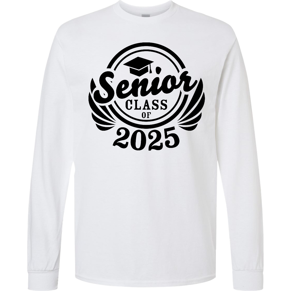Inktastic Senior Class Of 2025 In Black With Graduation Cap Long Sleeve T-Shirt - Picture 7 of 7