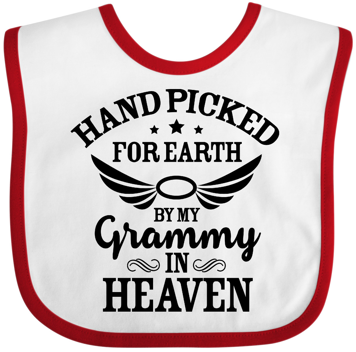 Inktastic Handpicked For Earth By My Grammy In Heaven With Angel Wings Baby Bib - Picture 10 of 10