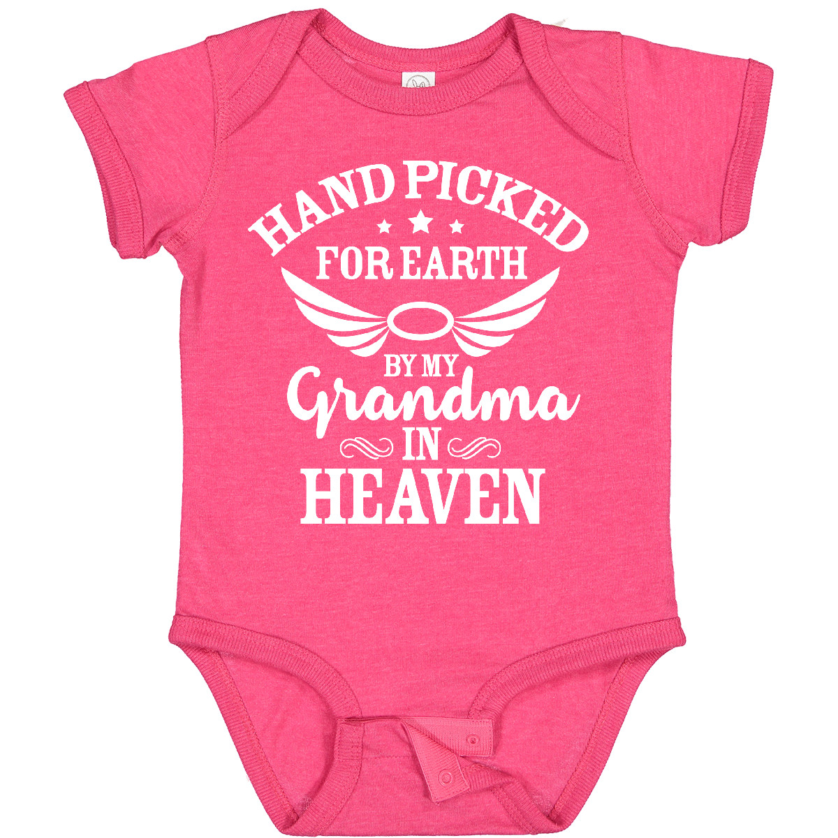 Inktastic Handpicked For Earth By My Grandma In Heaven Angel Wings Baby Bodysuit - Picture 12 of 12