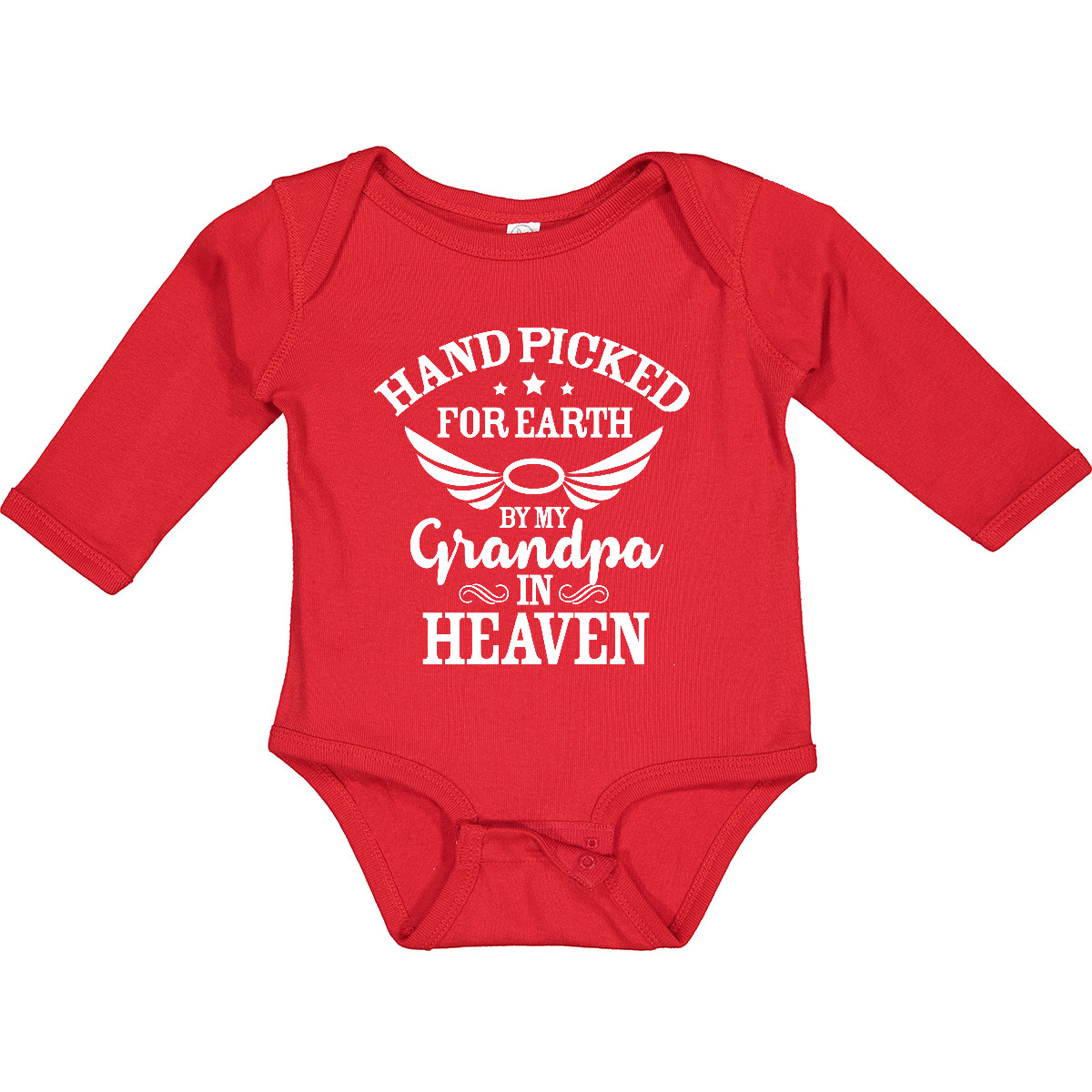 Inktastic Handpicked For Earth By My Grandpa In Heaven Angel Long Sleeve Creeper