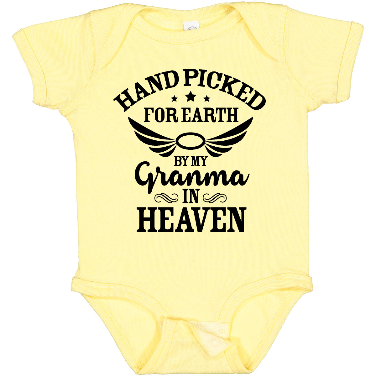 Inktastic Handpicked For Earth By My Granma In Heaven With Angel Baby Bodysuit - Picture 2 of 10