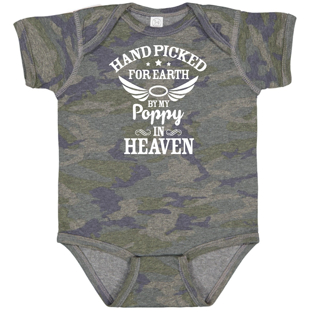 Inktastic Handpicked For Earth By My Poppy In Heaven With Angel Baby Bodysuit - Picture 11 of 12