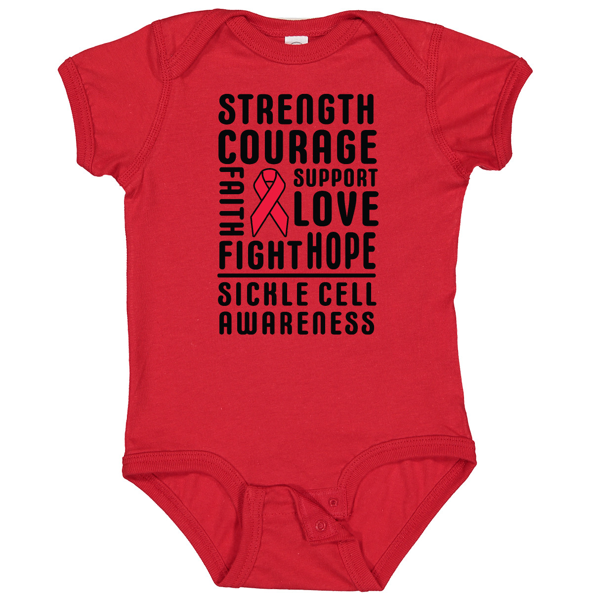 Inktastic Sickle Cell Awareness Strength Courage And Support Baby Bodysuit Red