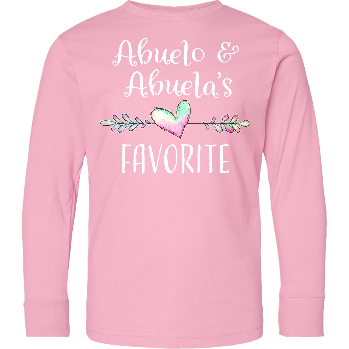 Inktastic Abuelo And Abuelas Favorite- Heart Youth Long Sleeve T-Shirt Abuela - Picture 3 of 4