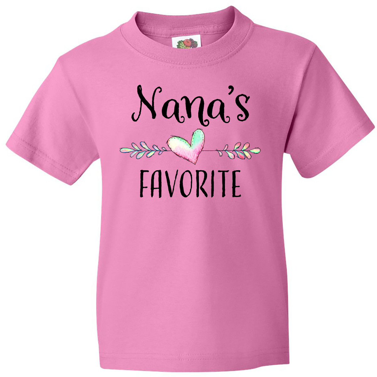 Inktastic Nana's Favorite- Heart Grandchild Youth T-Shirt Family Nana Grandma Jc - Picture 2 of 8