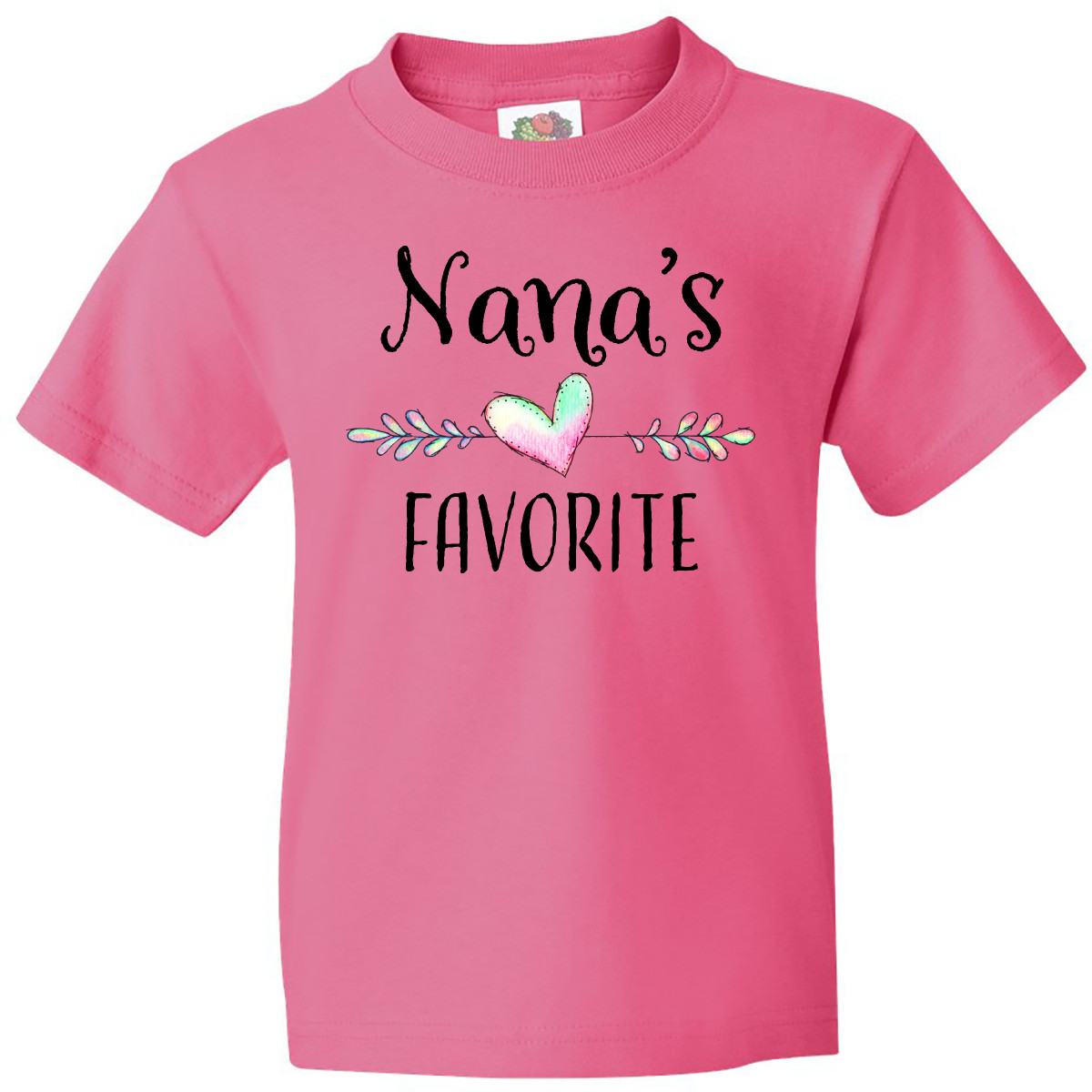 Inktastic Nana's Favorite- Heart Grandchild Youth T-Shirt Family Nana Grandma Jc - Picture 5 of 8