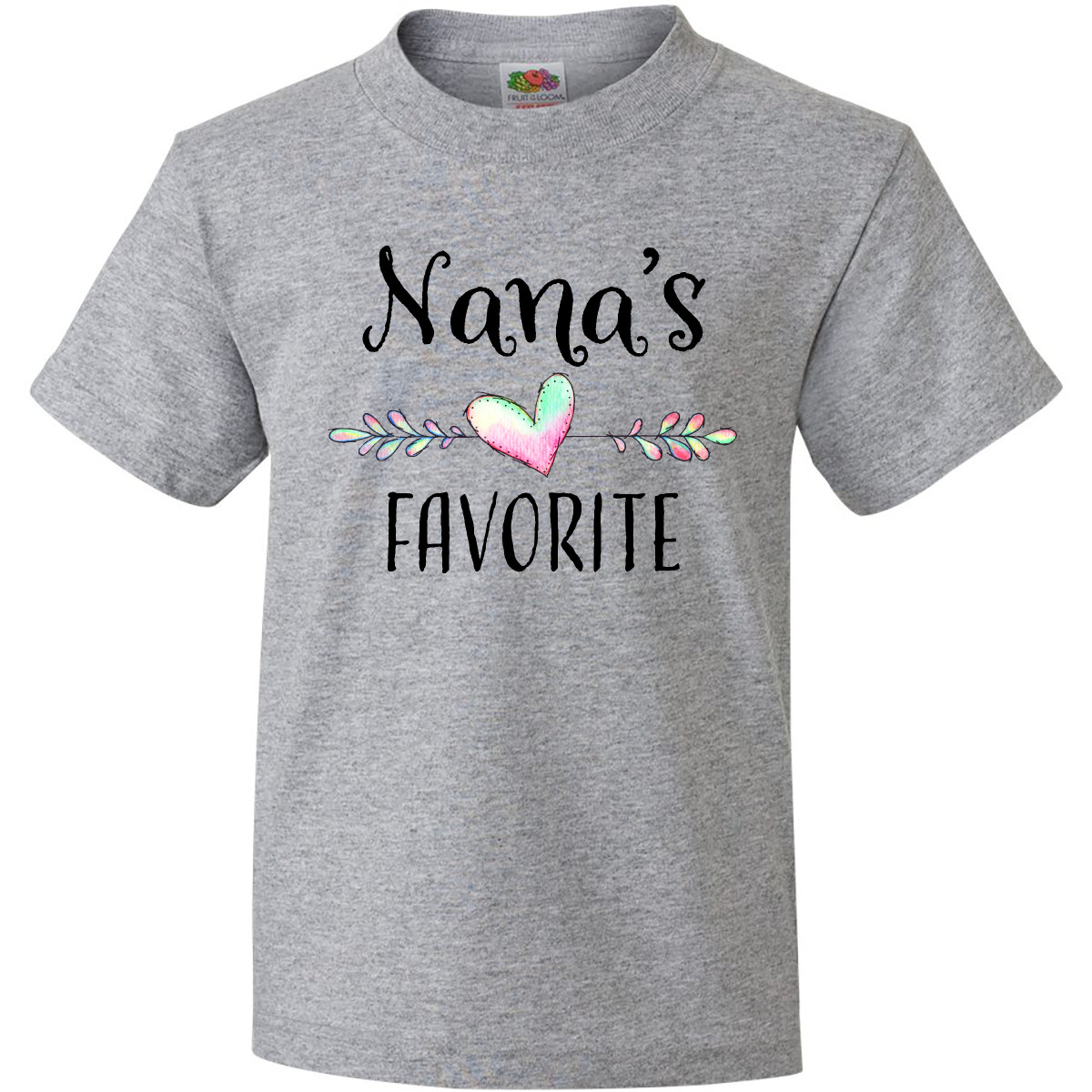 Inktastic Nana's Favorite- Heart Grandchild Youth T-Shirt Family Nana Grandma Jc - Picture 3 of 8