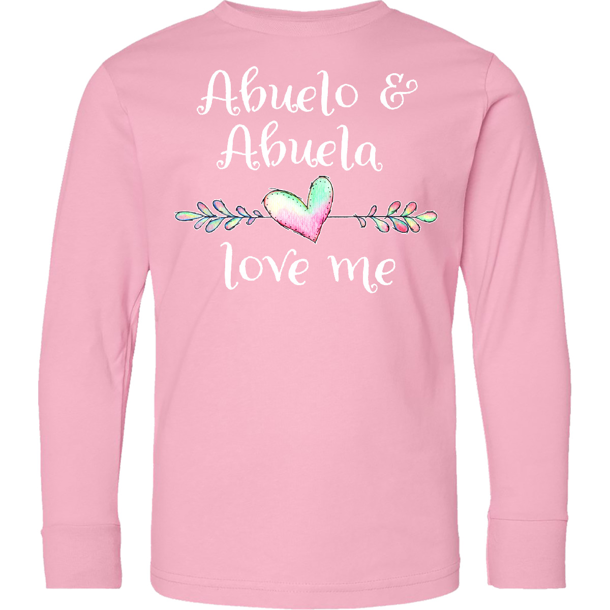 Inktastic Abuelo And Abuela Love Me- Heart Grandchild Youth Long Sleeve T-Shirt - Picture 3 of 4