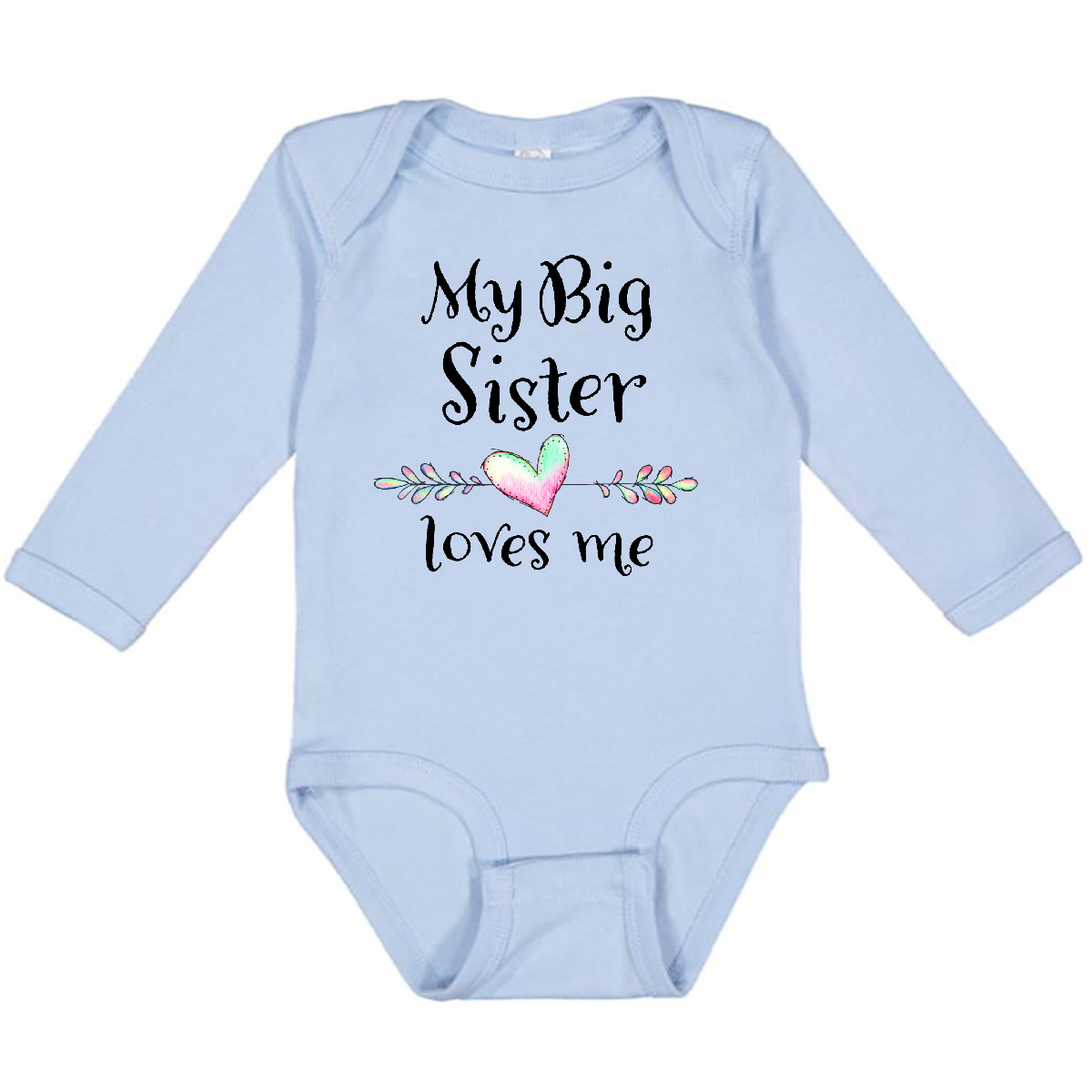 Inktastic My Big Sister Loves Me- Heart Long Sleeve Creeper Family Sisters  Sis | eBay