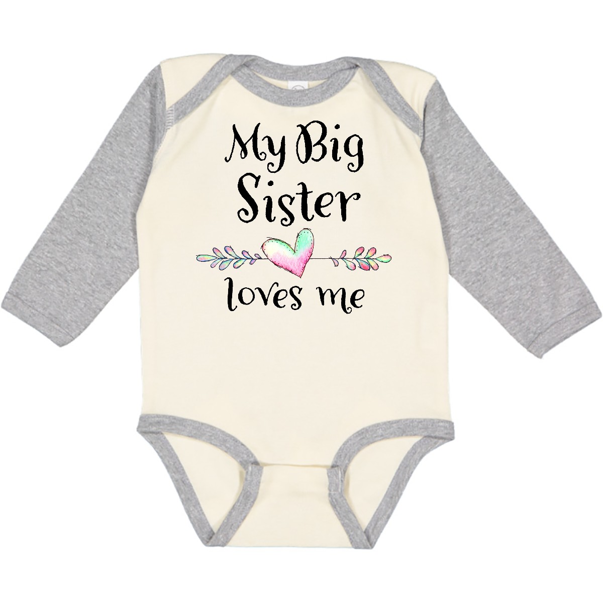 Inktastic My Big Sister Loves Me- Heart Long Sleeve Creeper Family Sisters  Sis | eBay