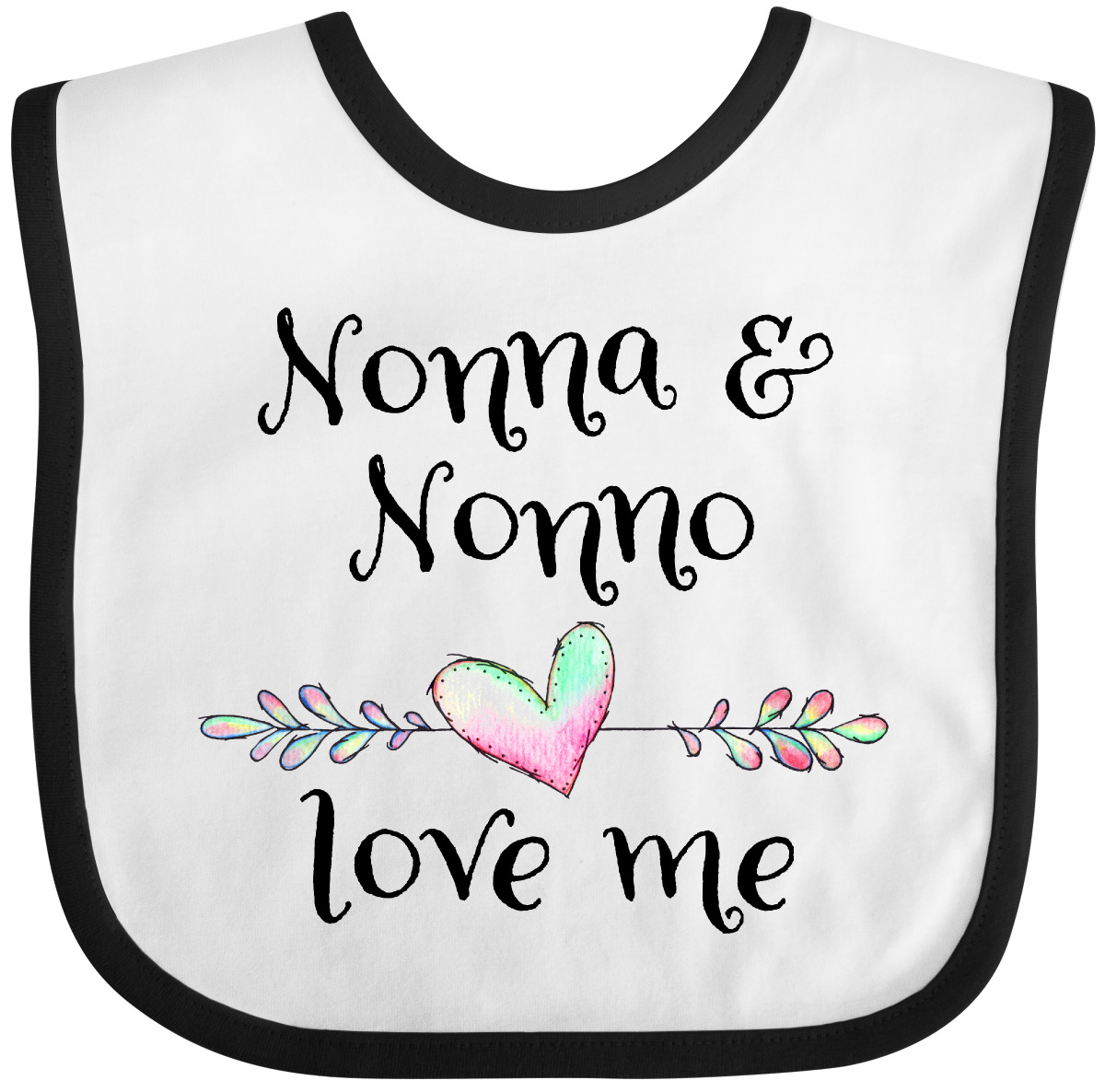 Inktastic Nonna And Nonno Love Me- Heart Grandchild Baby Bib Grandma Grandpa