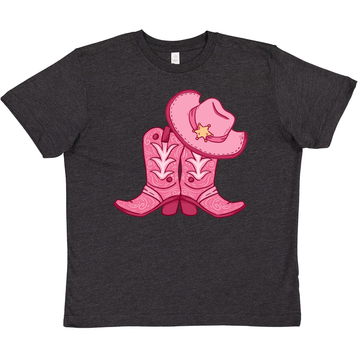 Inktastic Pink Sherrif Hat With Boots Youth T-Shirt Rodeo My Kids Sheriff Cowboy - Picture 4 of 4