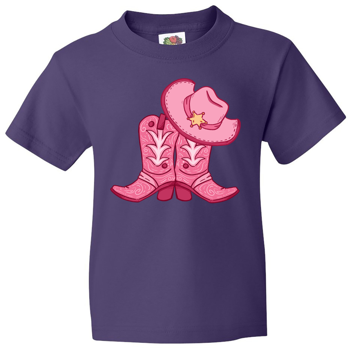 Inktastic Pink Sherrif Hat With Boots Youth T-Shirt Rodeo My Kids Sheriff Cowboy - Picture 3 of 4