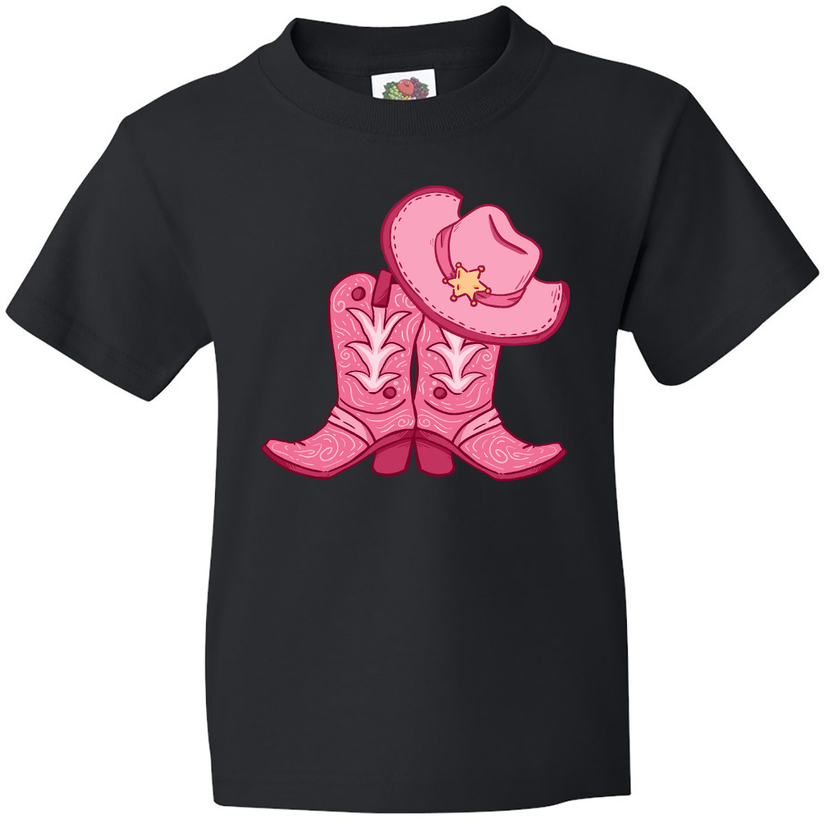 Inktastic Pink Sherrif Hat With Boots Youth T-Shirt Rodeo My Kids Sheriff Cowboy - Picture 2 of 4