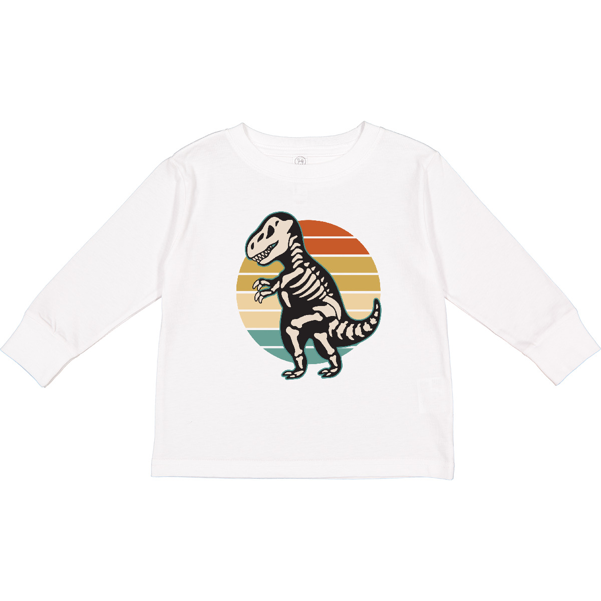 Inktastic Dinosaur Skeleton Halloween Toddler Long Sleeve T-Shirt Apparel Retro