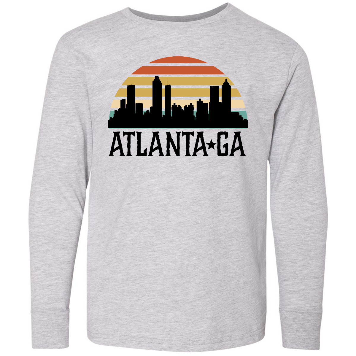Inktastic Atlanta Georgia Skyline Vintage Youth Long Sleeve T-Shirt Travel Tee - Picture 2 of 3