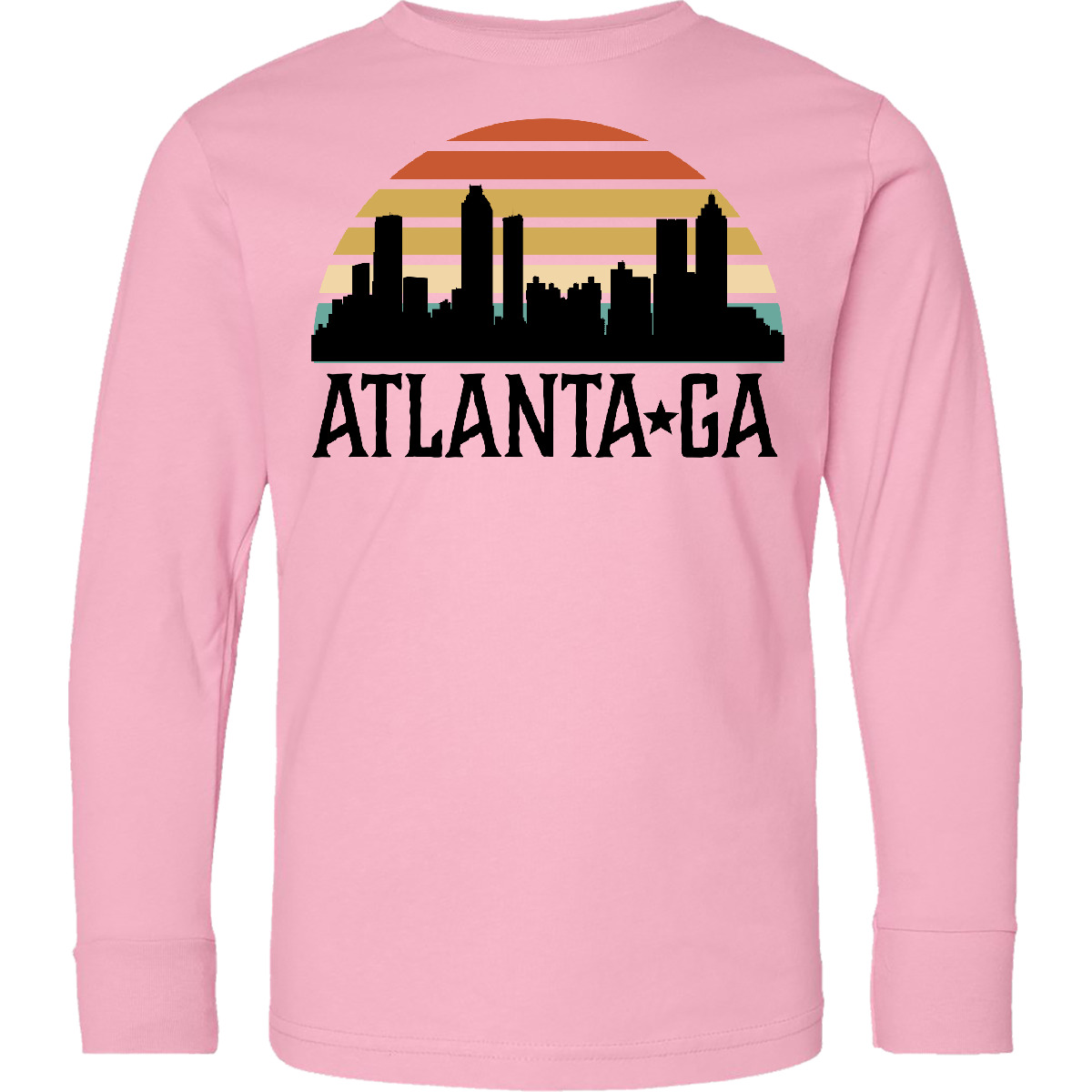 Inktastic Atlanta Georgia Skyline Vintage Youth Long Sleeve T-Shirt Travel Tee - Picture 3 of 3