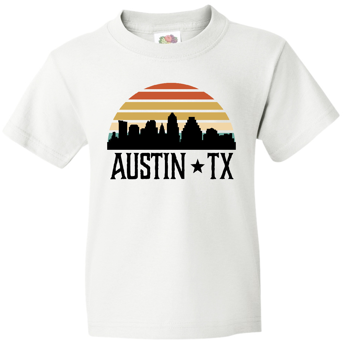 Inktastic Austin Texas Skyline Vintage Youth T-Shirt Travel Clothing Trip Tee - Picture 7 of 7