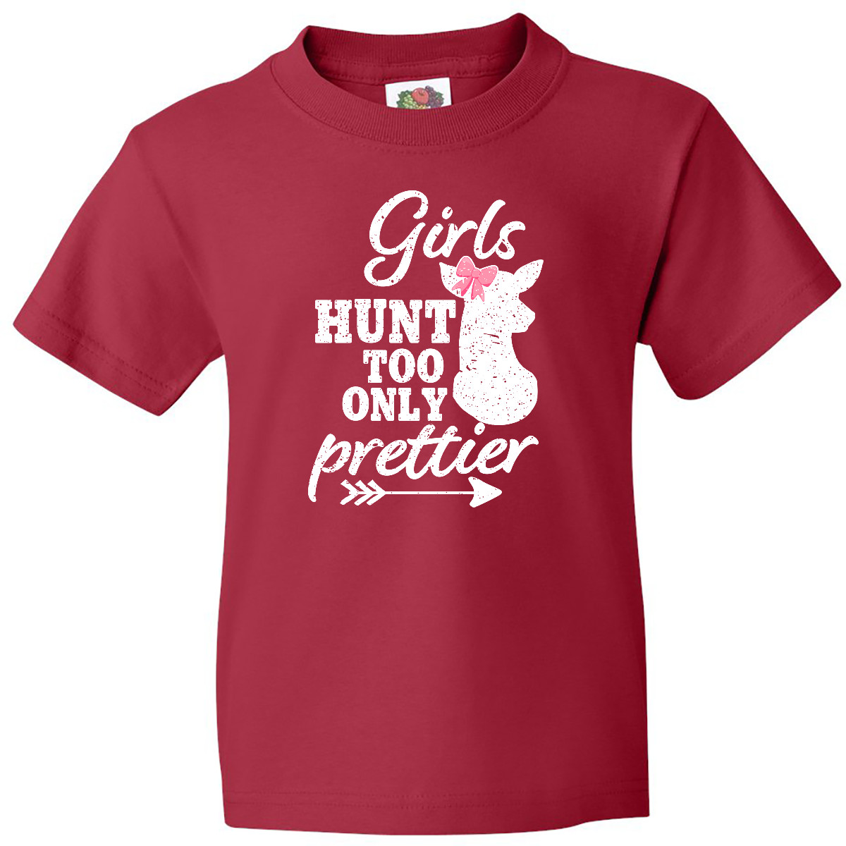 Inktastic Hunting Girls Hunt Too Only Prettier With Doe And Arrow Youth T-Shirt - Picture 7 of 10